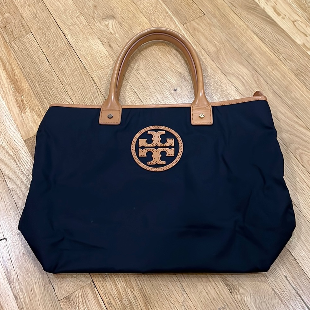 Tory Burch Nylon Tote Bag Black and Brown